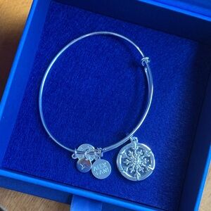 Alex and Ani Silver Snowflake Charm Bangle